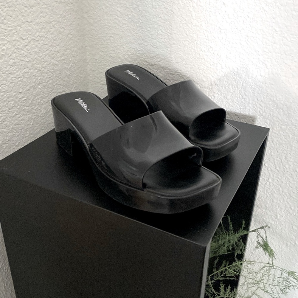 Melissa Black Jelly Platform Mules Size 8